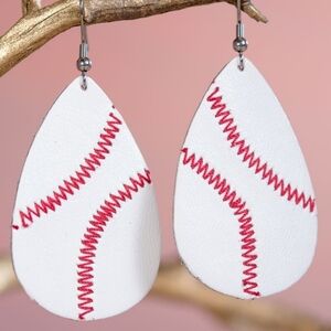 Baseball Leather Teardrop Earring